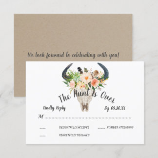 Rustic Boho Floral Antelope Hunt is Over RSVP Invitation