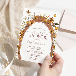 Rustic Boho Floral Arch Bridal Shower Invitation