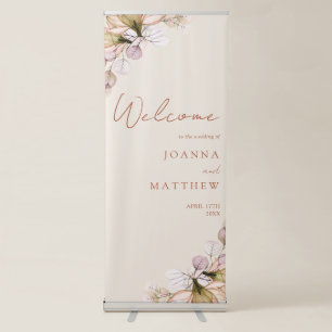 Rustic Boho Floral Autumn Fall Wedding Welcome Retractable Banner