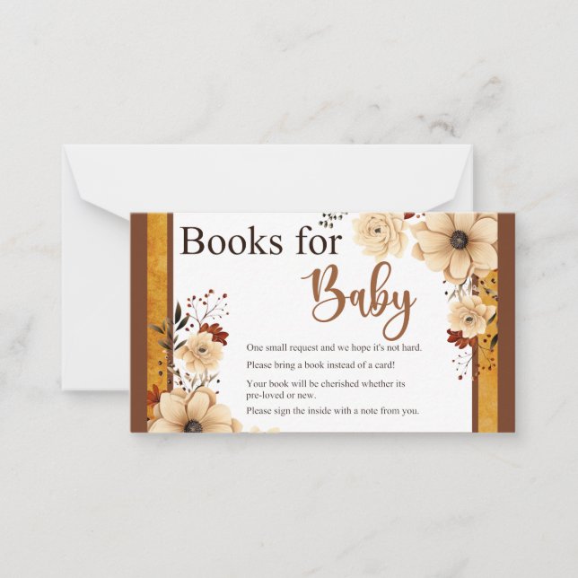 Rustic Boho Floral Baby Shower  Books for Baby Card (Front)