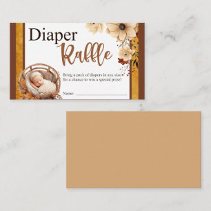 Rustic Boho Floral Baby Shower Diaper Raffle Card