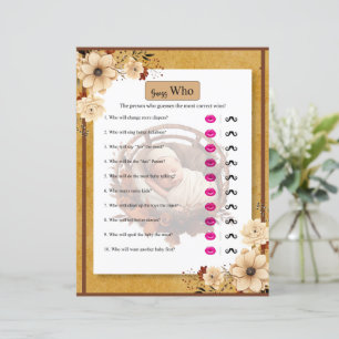 Rustic Boho Floral Baby Shower Guess Who Game