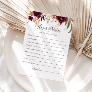 Rustic Boho Floral Baby Shower Hopes & Wishes Card