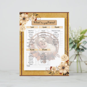 Rustic Boho Floral Baby Shower In your Purse Game