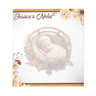 Rustic Boho Floral Baby Shower  Notepad