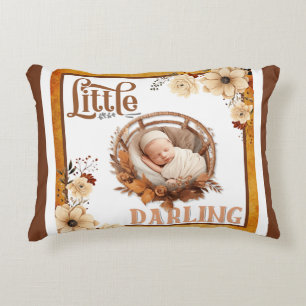 Rustic Boho Floral Baby Shower Throw Pillow 