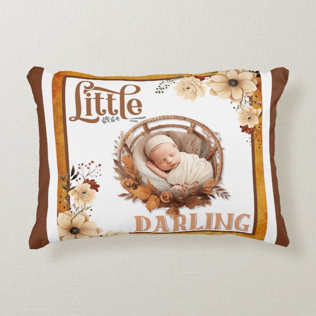 Rustic Boho Floral Baby Shower Throw Pillow  (Front)