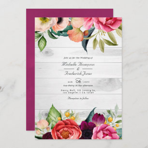 Rustic Boho Floral Bohemian QR Code RSVP Wedding I Invitation