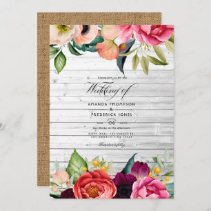 Rustic Boho Floral Bohemian Wedding Invitation