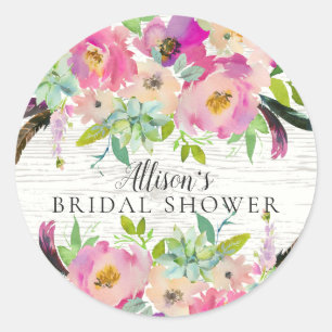 Rustic Boho Floral Bridal Shower Envelope Seal