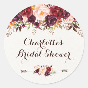 Rustic Boho Floral Bridal Shower Favour Sticker Ta