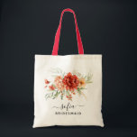 Rustic Boho Floral Bridesmaid Wedding Tote<br><div class="desc">An elegant wedding invitation set featuring watercolor florals in rustic beige,  burnt orange,  sienna tones on a brown background. 

If you need any changes in the design such as colour,  text,  or font; please contact us at seamistmail@gmail.com. We love being a part of your happy memories.</div>