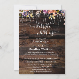 Rustic Boho Floral Celebrate with Us Reception Invitation