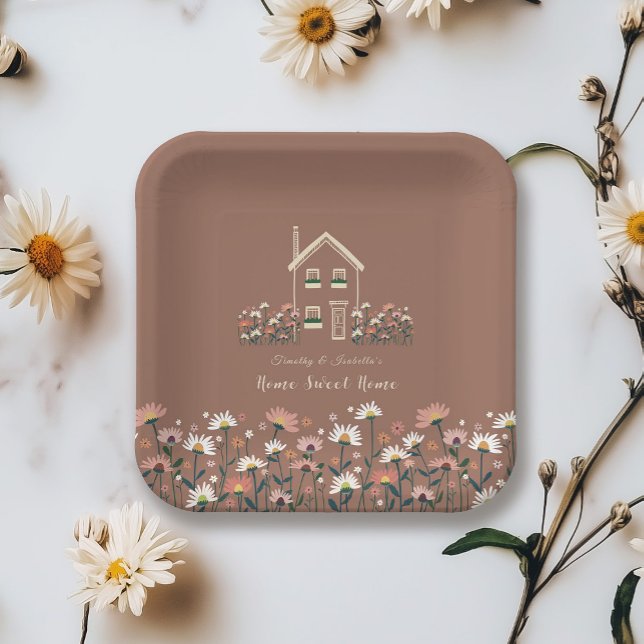 Rustic Boho Floral Fall Housewarming Party Paper Plate (Creator Uploaded)