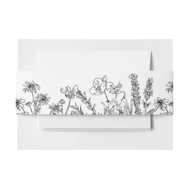 Rustic Boho Floral Garden Wildflower Wedding Invitation Belly Band (Front Example)