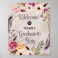 Rustic Boho Floral Graduation Poster Calligraphy