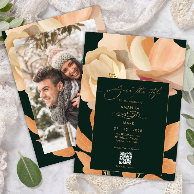 Rustic Boho Floral Green Save the date Invitation (Creator Uploaded)