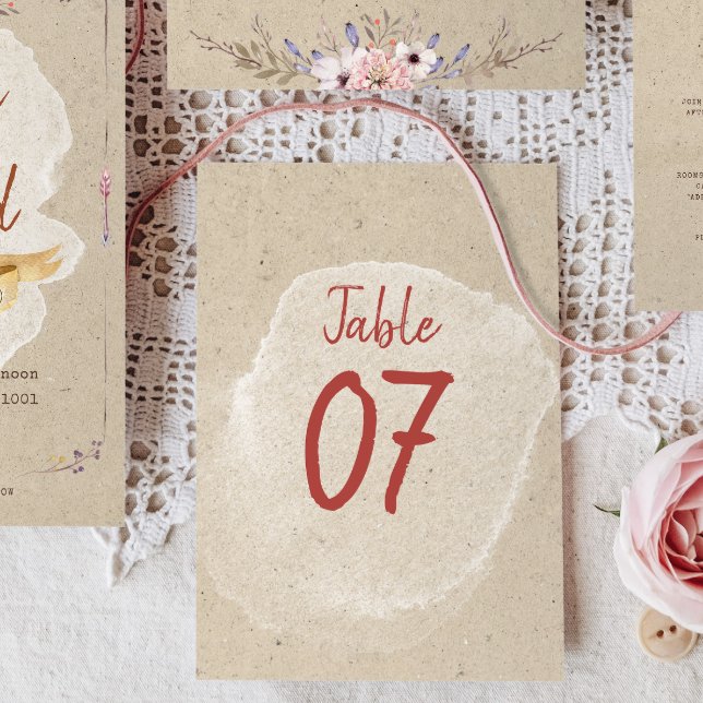 Rustic Boho Floral Kraft Wedding Table Numbers (Creator Uploaded)