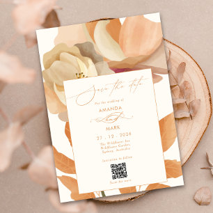 Rustic Boho Floral Peach Save the date Invitation