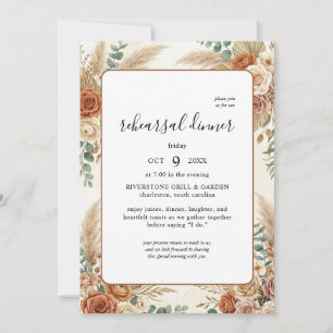 Rustic Boho Floral Rehearsal Dinner Invitation