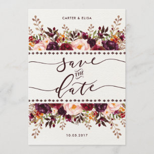 Rustic Boho Floral Save the Date Wedding Invite