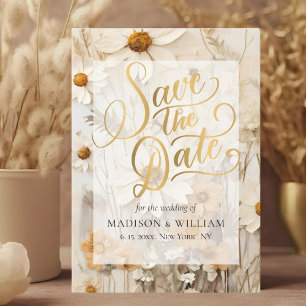 Rustic Boho Floral Script Save the Date Card