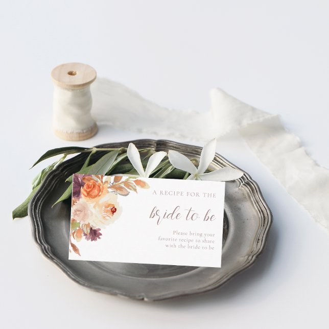 Rustic Boho Floral Share A Recipe Bridal Shower Enclosure Card (Creator Uploaded)