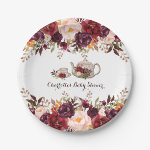 Rustic Boho Floral Shower Tea Party 7" Plate