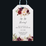 Rustic Boho Floral Sip Sip Hooray Bridal Shower Gift Tags<br><div class="desc">These rustic boho floral sip sip hooray bridal shower gift tags are perfect for a modern wedding shower. The design features pink,  purple,  red,  and burgundy watercolor peonies clustered into elegant bouquets with green foliage,  inspiring natural beauty.</div>