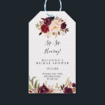 Rustic Boho Floral Sip Sip Hooray Bridal Shower Gift Tags<br><div class="desc">These rustic boho floral sip sip hooray bridal shower gift tags are perfect for a modern wedding shower. The design features pink,  purple,  red,  and burgundy watercolor peonies clustered into elegant bouquets with green foliage,  inspiring natural beauty.</div>