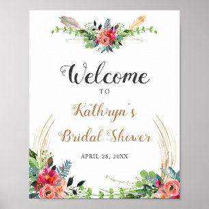 Rustic Boho Floral Watercolor Bridal Shower Sign