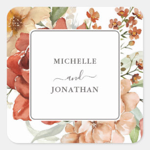 Rustic Boho Floral Wedding Envelope Seals Stickers