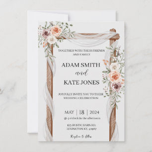 Rustic Boho Floral Wedding Invitation