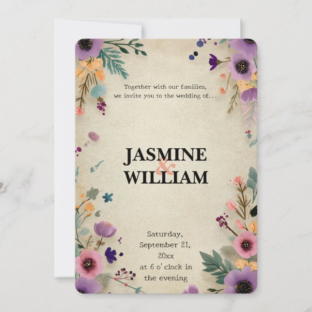 🎨 Rustic Boho Floral Wedding Invitation 💌🌿 (Front)