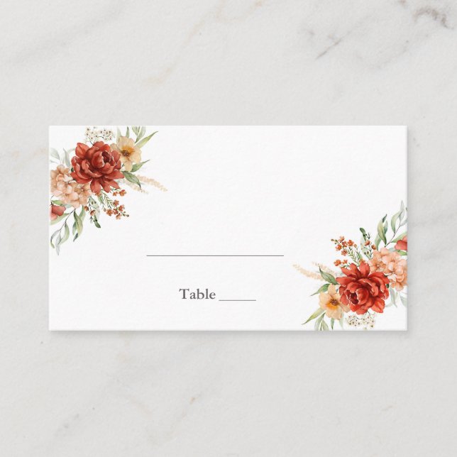 Rustic Boho Floral Wedding Place Card (Front)
