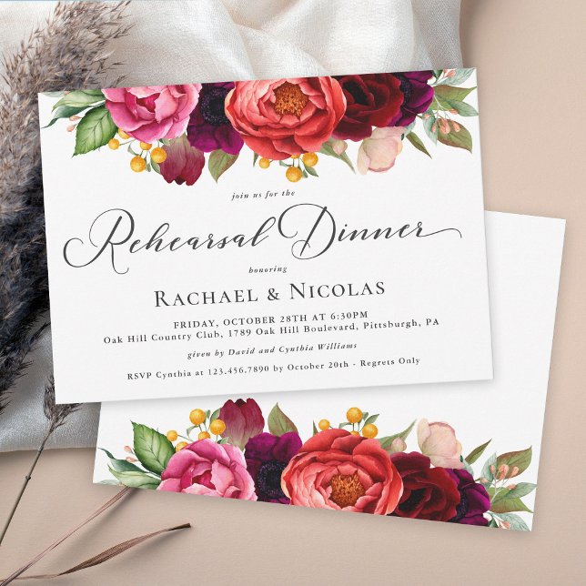 Rustic Boho Floral Wedding Rehearsal Dinner Invitation (Creator Uploaded)
