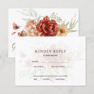 Rustic Boho Floral Wedding RSVP Invitation