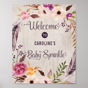 Rustic Boho Floral Welcome Sign Baby Sprinkle
