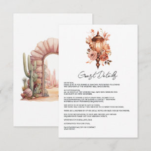 Rustic Boho Floral Western Wedding Guest Details Enclosure Card