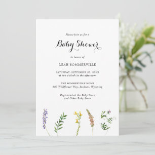 Rustic Boho Floral Wildflower Elegant Baby Shower Invitation