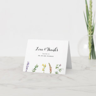 Rustic Boho Floral Wildflower Elegant Wedding Thank You Card