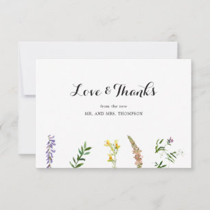 Rustic Boho Floral Wildflower Elegant Wedding Thank You Card