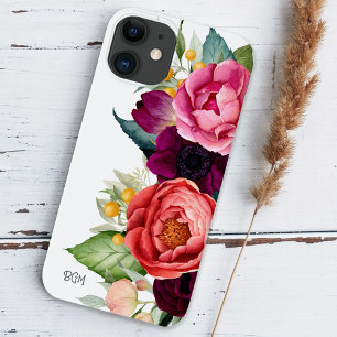 Rustic Boho Floral with Monogram iPhone 14 Case