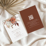 Rustic Boho Florals Brown Text QR Code Wedding Invitation<br><div class="desc">Rustic Boho Florals Brown Text QR Code Wedding. Beautiful autumnal florals and pampas grasses and earthy brown writing With your QR code to your wedding website on the back so your guests can RSVP and see all the details online without the need for separate enclosures. Your QR code will be...</div>