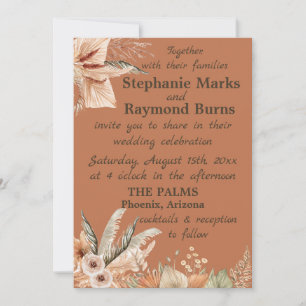 Rustic-Boho Florals & Feathers Wedding Invitations