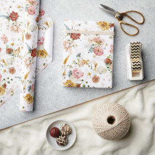 Rustic Boho Flower Garden Wrapping Paper