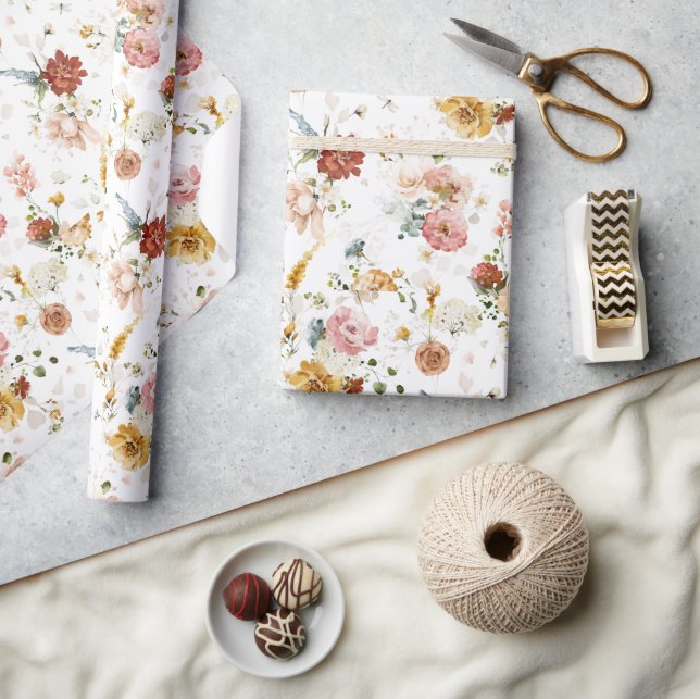 Rustic Boho Flower Garden Wrapping Paper (Crafts)