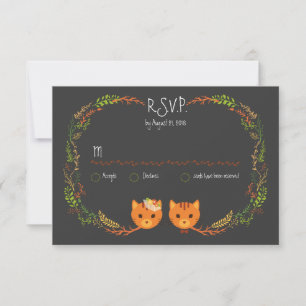 Rustic Boho Forest Cats Wedding Invitation