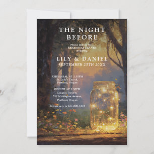 Rustic Boho Forest Mason Jar Rehearsal Dinner Invitation