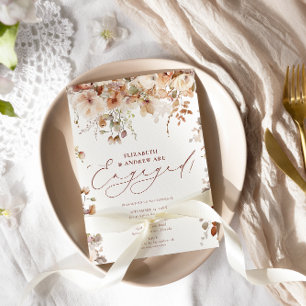 Rustic Boho Garden Flowers Engagement Invitation
